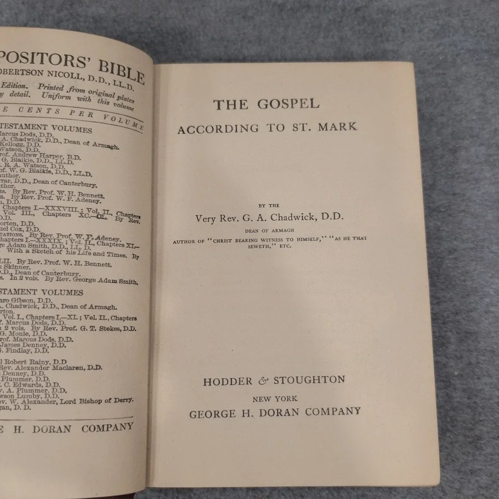 The Expositor's Bible St.‎ Mark G.A. Chadwick Hardcover George H. Doran Company - Picture 3 of 5
